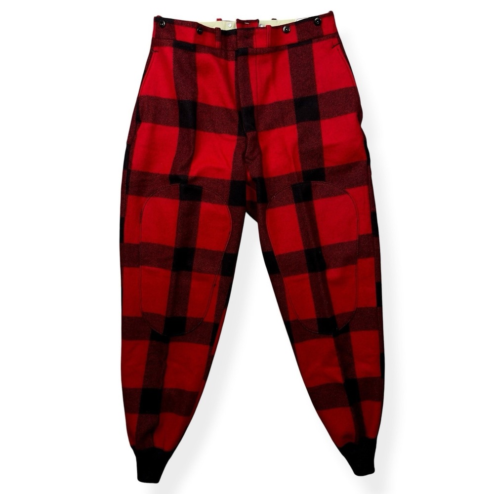 VTG Woolrich Pants Men's 34x33 Red Black Buffalo Plaid Wool Mackinaw Hunting 60s